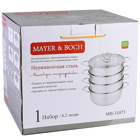 Мантоварка 4х-ярусная 6,2л 28см 5пр нерж/ст Mayer&Boch (31073) Мантоварка 4х-ярусная 6,2л 28см 5пр нерж/ст Mayer&Boch (31073)