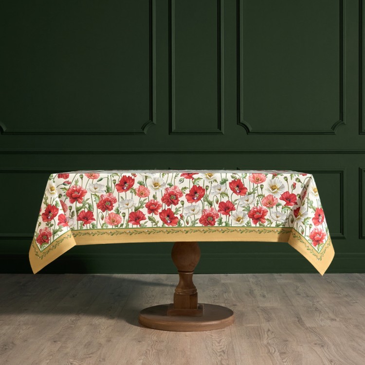 Скатерть "маки" 140х180 ,кремовый, 100% хлопок с пропиткой,твил Lefard (850-731-23)