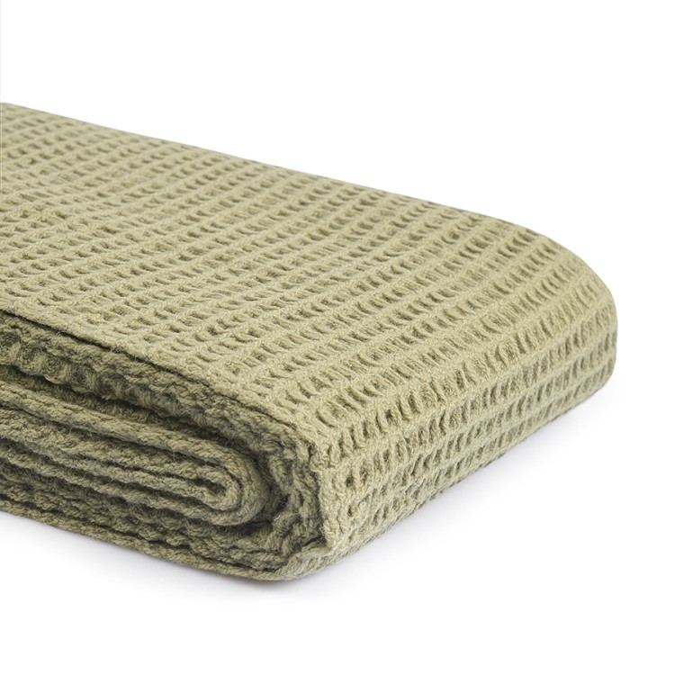 Плед из шерсти травянисто-зеленого цвета из коллекции essential, 130х180 см (77087)