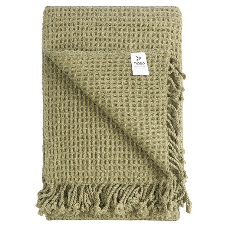 Плед из шерсти травянисто-зеленого цвета из коллекции essential, 130х180 см (77087)