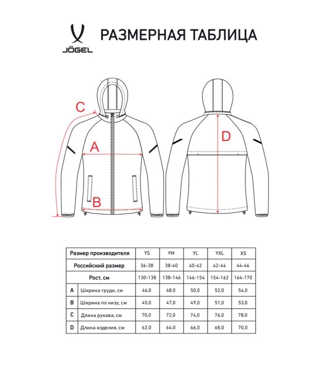 Куртка ветрозащитная JOGEL CAMP 2 Rain Jacket, красный, детский (2114606)