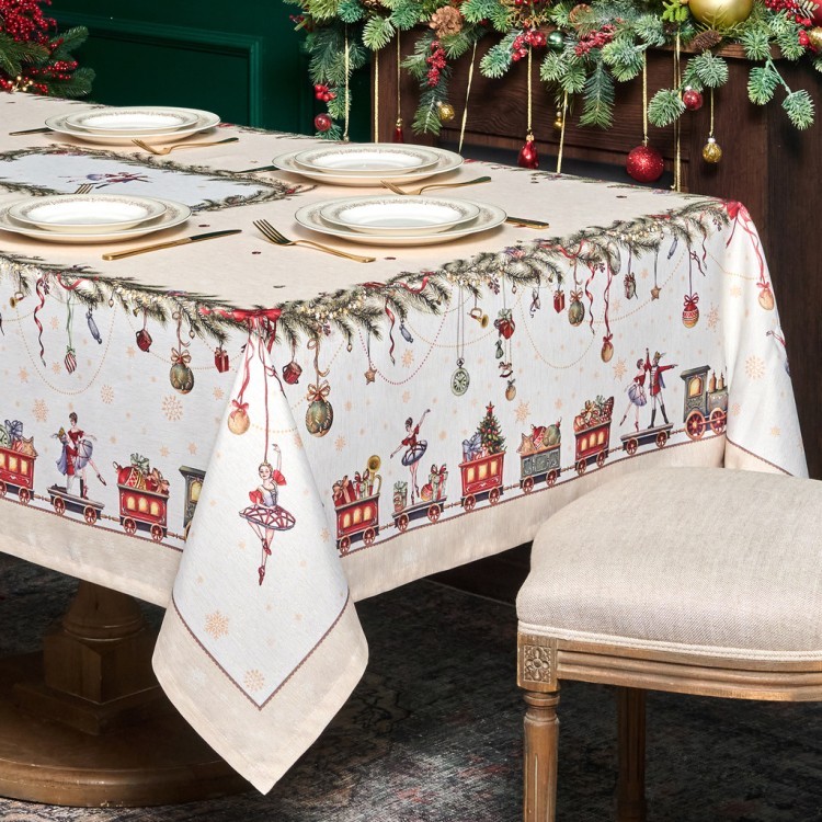 Скатерть  175х400 cm прямоугольная, "щелкунчик" цвет: бежевый, tm lefard, полиэстер 100% Lefard (986-002-23)