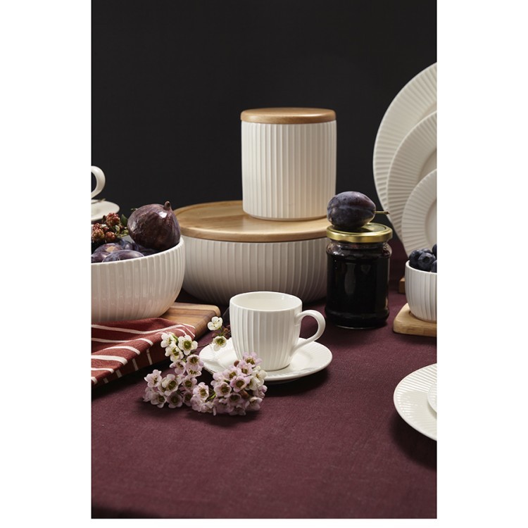 Салатник с крышкой из каучукового дерева soft ripples, dual glazing, D22 см (75892)