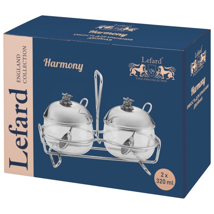 Емкость для хранения двойная lefard серия "harmony" 320мл/320мл с ложками Lefard (920-115)