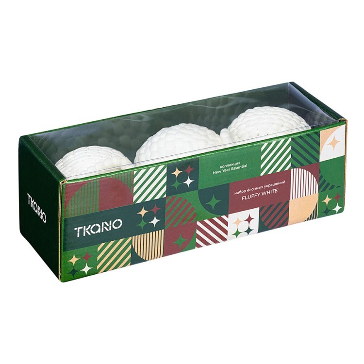 Набор ёлочных украшений fluffy white из коллекции new year essential, 3 шт. (78333) Набор ёлочных украшений fluffy white из коллекции new year essential, 3 шт. (78333)