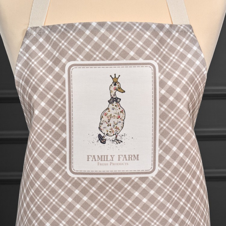 Фартук "family farm",60х70см 100% хлопок, клетка, кайма,твил,пропитка Lefard (850-748-7)