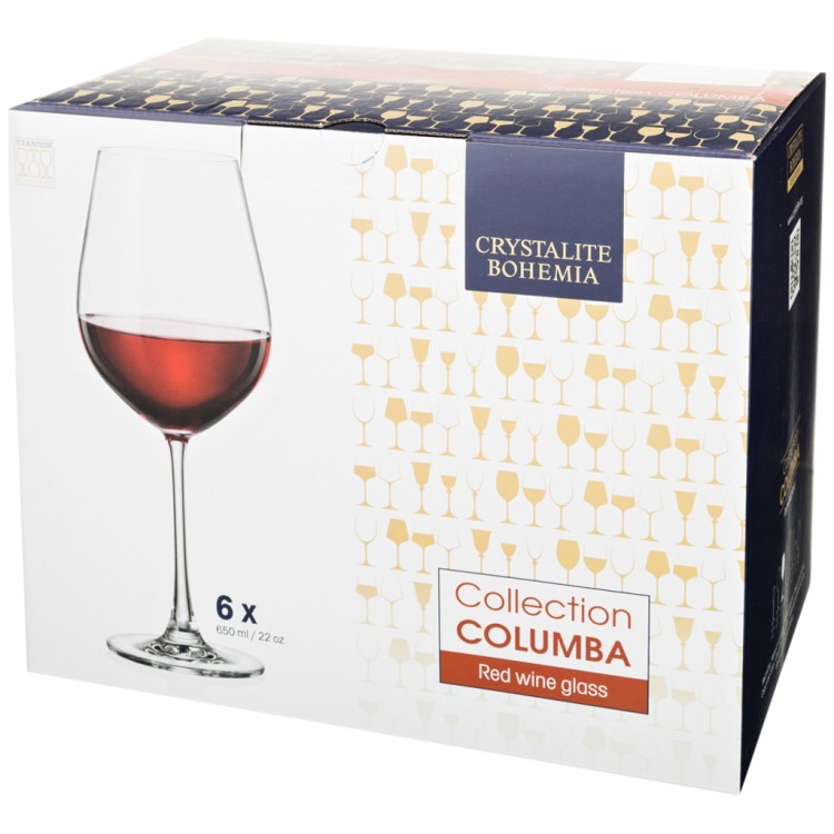Набор бокалов для вина из 6 шт. "columba" 650 мл высота=26 см CRYSTALITE (669-253)