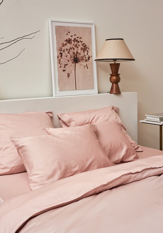 Простыня из премиального сатина цвета пыльной розы из коллекции essential, 180х270 см (78483)