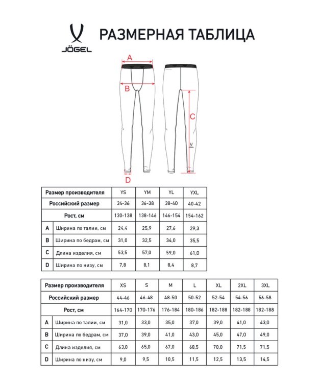 Тайтсы компрессионные JÖGEL CAMP PerFormDRY Tight Long, черный/белый (2128937)