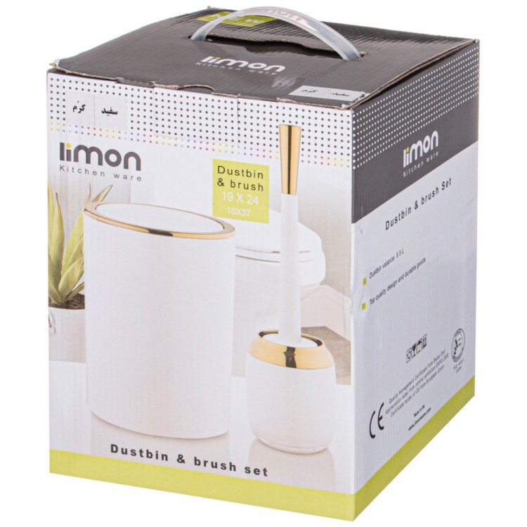 Ведро круглое с ершиком, 4.5л, белый с золотом LIMON (166-119)