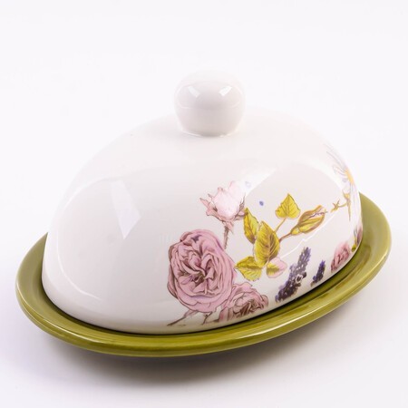 Масленка с крышкой 2пр Розовый сад доломит LR (60258)