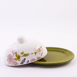 Масленка с крышкой 2пр Розовый сад доломит LR (60258)