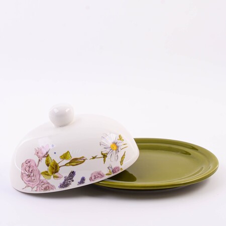 Масленка с крышкой 2пр Розовый сад доломит LR (60258)