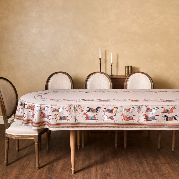 Скатерть овальная "passage"140х300см ,капучино, 100% хлопок,твил, пропитка Lefard (850-760-42)