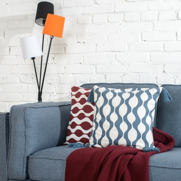 Чехол для подушки traffic с кисточками серо-синего цвета из коллекции cuts&pieces, 45х45 см (74422)