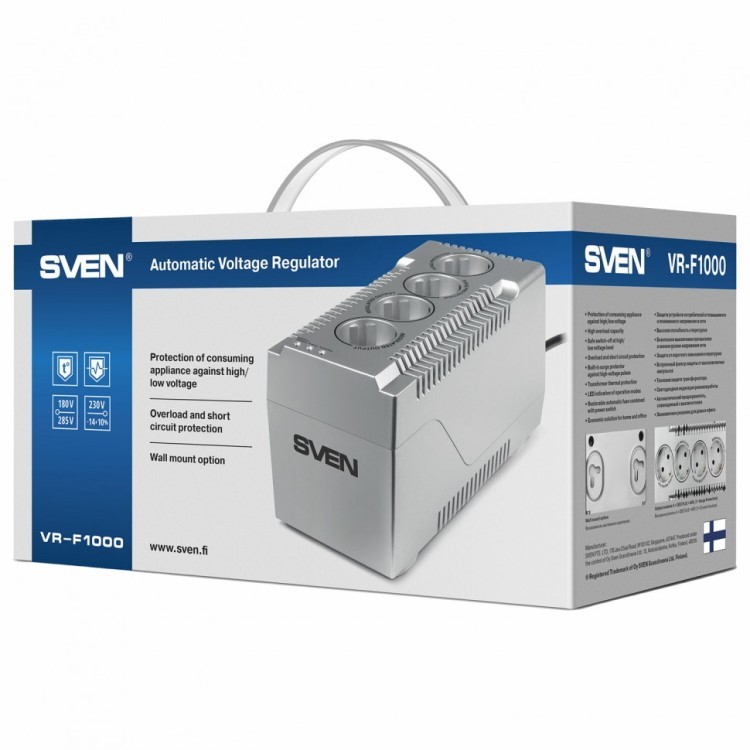 Стаблилизатор SVEN VR-F1000 320 Вт 184-285 В 4 евророзетки SV-018818 354892 (1) (93382)
