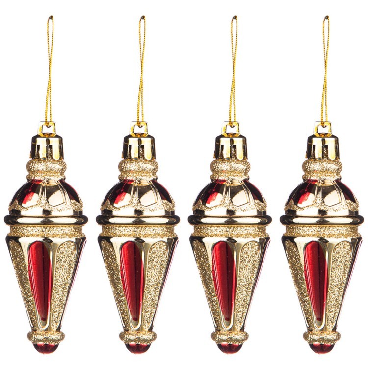Набор декоративных подвесок из 4 шт.коллекция "red&gold"длина=7 см Lefard (858-129)