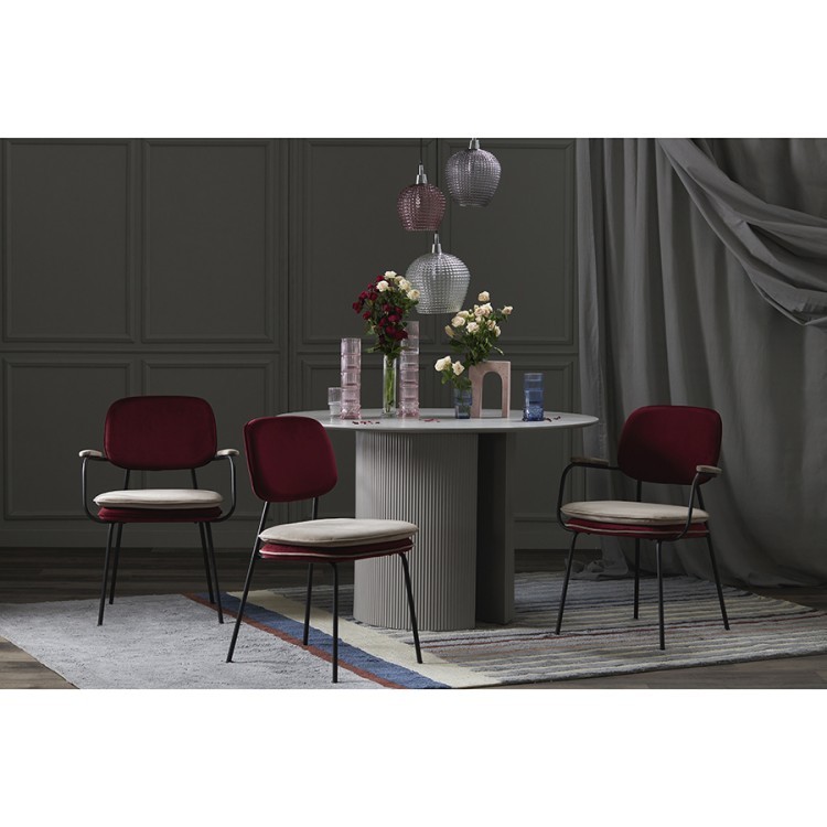 Стул с подлокотниками pea, велюр, бордовый/бежевый (77077)