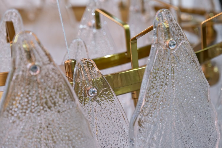 Люстра подвесная золото, стекло прозр. d80 (TT-00013751)