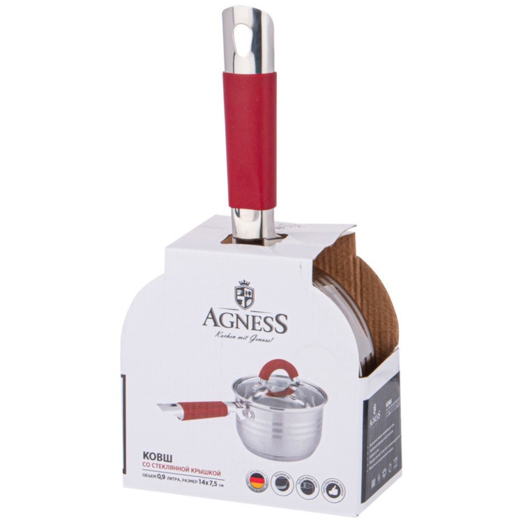 Ковш agness со стекл.крышкой серия classic 0,9 л. 14*7,5 см Agness (937-426) Ковш agness со стекл.крышкой серия classic 0,9 л. 14*7,5 см Agness (937-426)