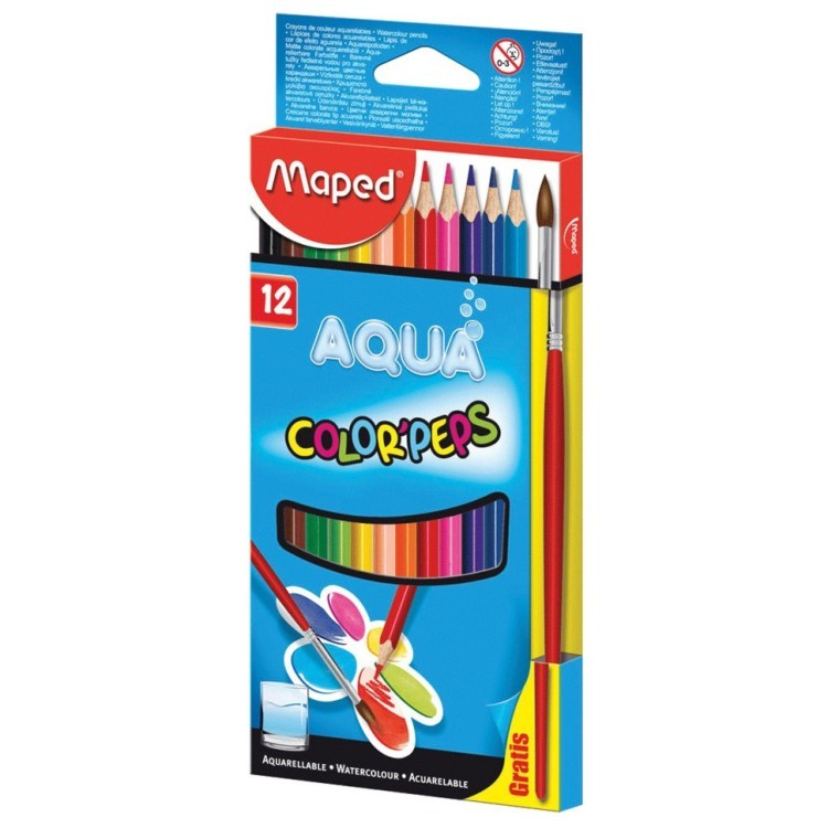 Карандаши цветные акварельные Maped Color Pep's 12 цветов + кисть 836011 (64596)