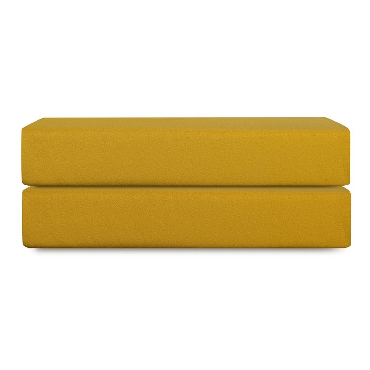 Простыня на резинке из премиального сатина горчичного цвета из коллекции essential, 180х200х30 см (78485)