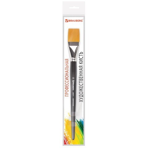 Кисть художественная Brauberg Art Classic синтетика жесткая плоская № 36 длинная ручка 200677 (1) (86180)