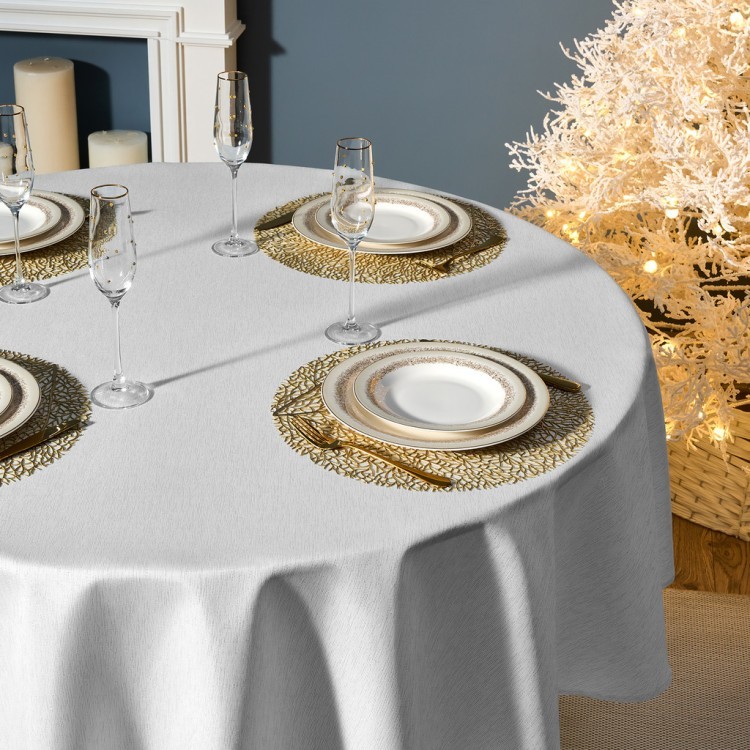 Скатерть  d190 cm круглая, "феерия. серебро", цвет: белый, tm lefard, полиэстер 100% Lefard (986-004-25)