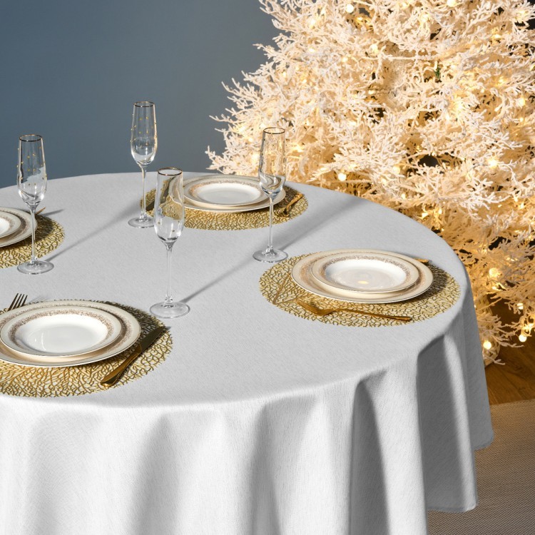 Скатерть  d190 cm круглая, "феерия. серебро", цвет: белый, tm lefard, полиэстер 100% Lefard (986-004-25)
