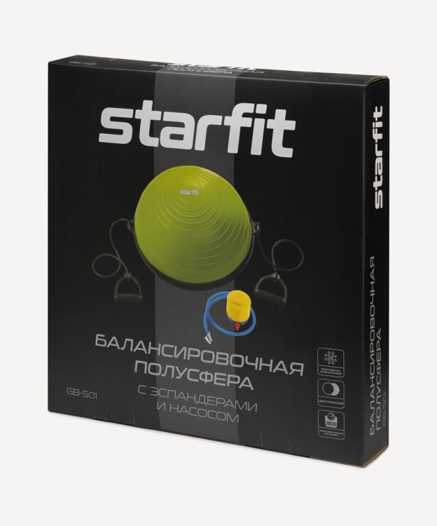 Полусфера Starfit "BOSU" GB-501 с эспандерами, с насосом, зеленый (2107973)