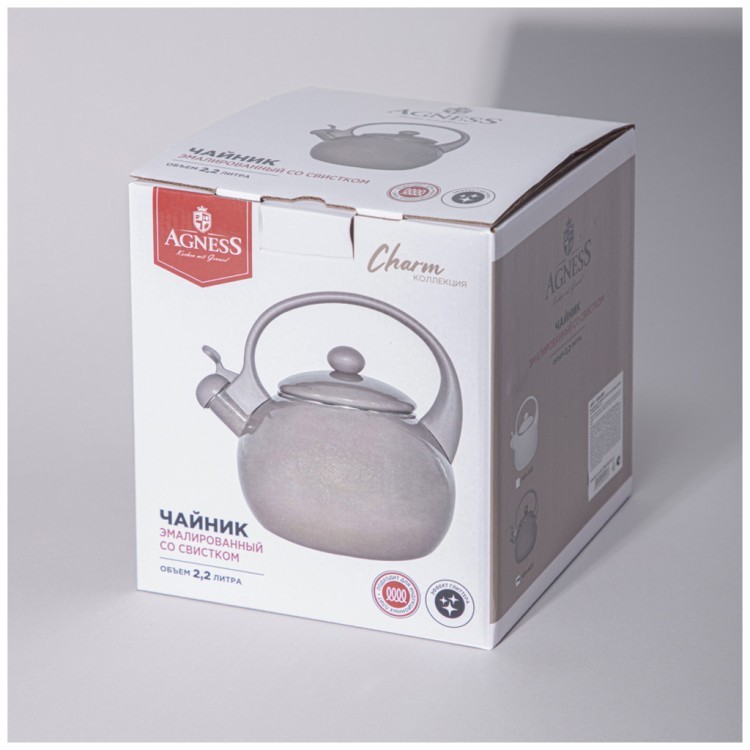 Чайник agness эмалированный со свистком серия "charm", 2,2л Agness (934-603) Чайник agness эмалированный со свистком серия "charm", 2,2л Agness (934-603)