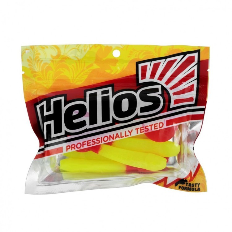 Твистер Helios Long Hybrid 3,55"/9,0 см, цвет Acid lemon & Red 7 шт HS-15-029 (78209)