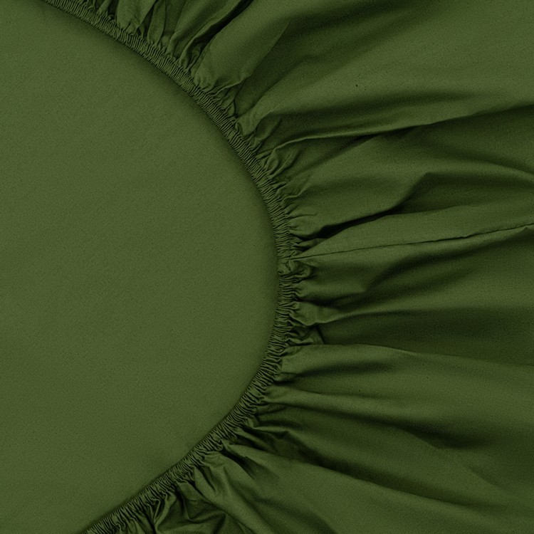 Простыня на резинке из перкаля травянисто-зеленого цвета из коллекции stripes, 180х200х30см (80933)