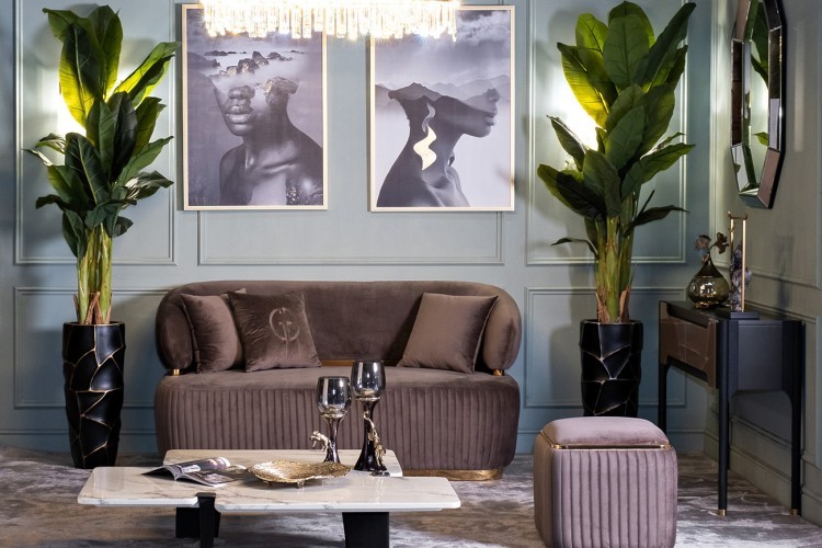 Кашпо d26*48см черное с золотом (TT-00008326)