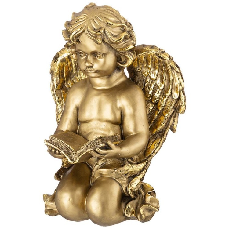 Фигурка декоративная "ангел с книгой" высота 38 см цвет: бронза с позолотой ИП Шихмурадов (169-357)