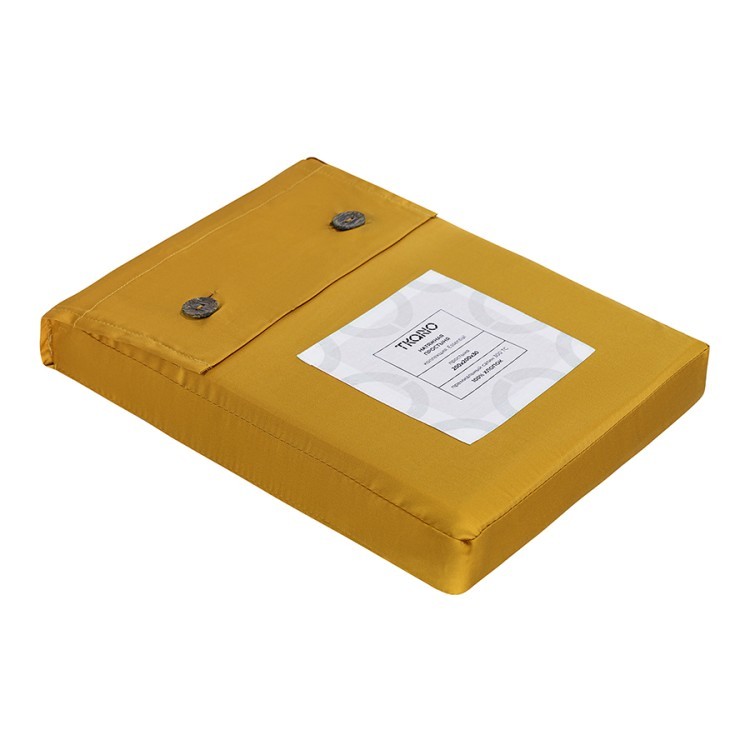 Простыня на резинке из премиального сатина горчичного цвета из коллекции essential, 200х200х30 см (78486)