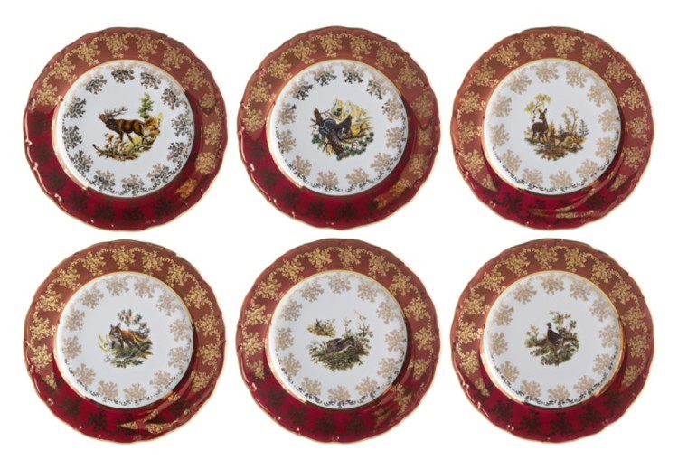 Набор тарелок из 6 шт."красная охота" диаметр=19 см. M.Z. (655-185)