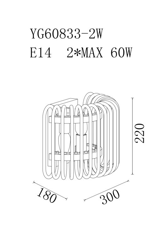 Бра латунь, стекло прозр. 30*h22см (TT-00009565)