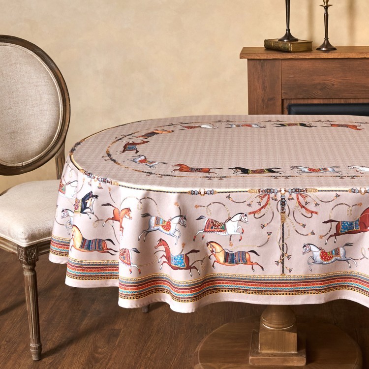 Скатерть овальная "passage"160х220см ,капучино, 100% хлопок,твил, пропитка Lefard (850-760-41)