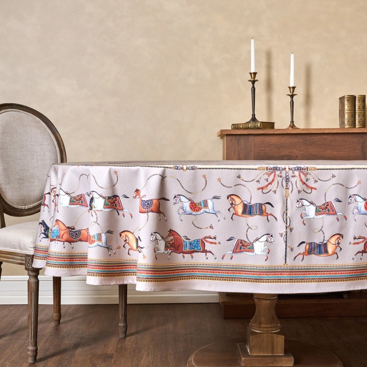 Скатерть овальная "passage"160х220см ,капучино, 100% хлопок,твил, пропитка Lefard (850-760-41)