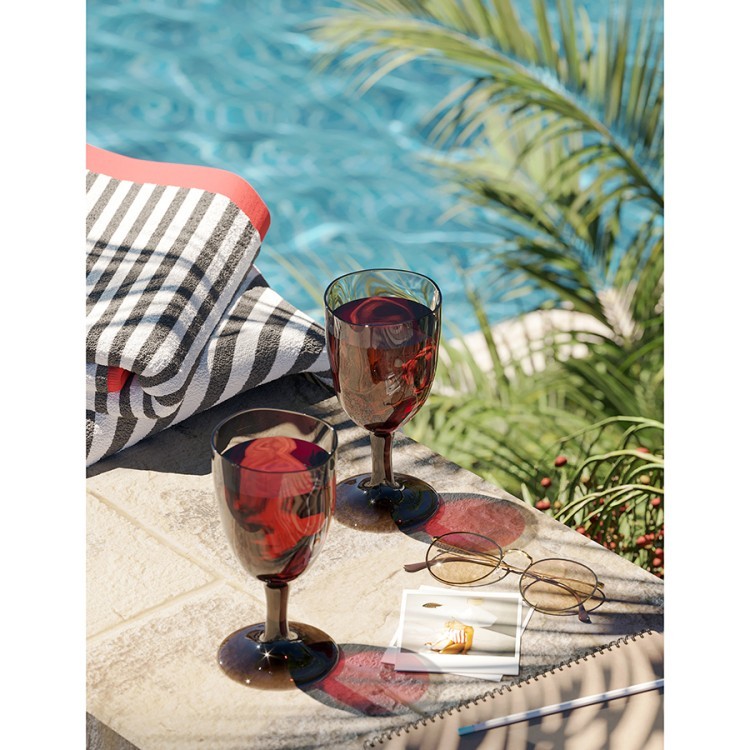 Набор бокалов из акрила hollow для вина, 430 мл, серо-коричневый, 4 шт. (77572)