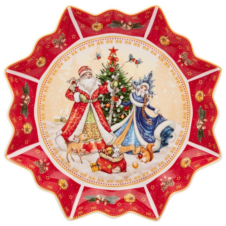 Блюдо lefard "дед мороз и снегурочка" 26*4 см красное Lefard (85-1738-11)