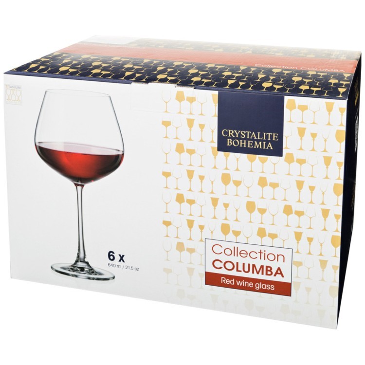 Набор бокалов для вина из 6 шт. "columba" 640 мл высота=23 см (кор=8набор.) CRYSTALITE (669-254)