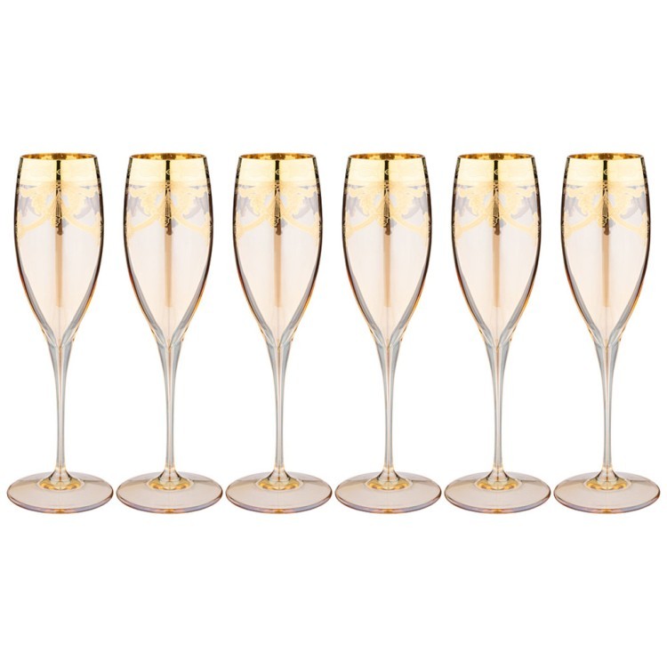 Набор бокалов для шампанского из 6 штук 260мл "amalfi ambra oro" ART DECOR (326-085)