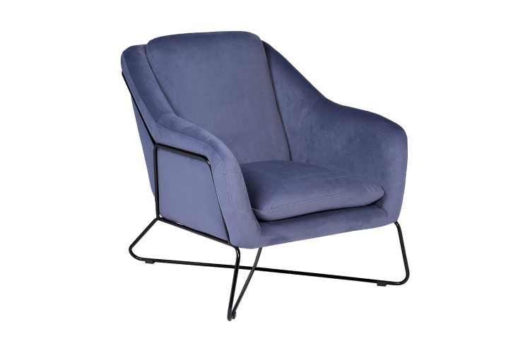 Кресло велюр голубой,опоры черные  80*87*75см (TT-00007682)