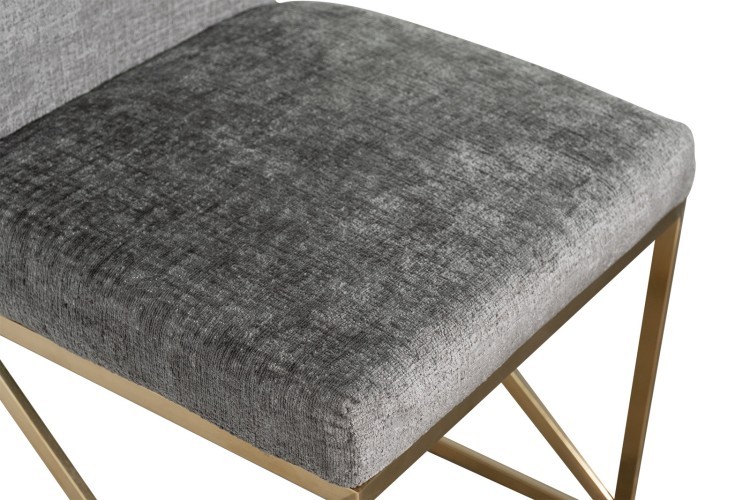 Стул велюр шенилл серый/браш.золото 49*65*99см (TT-00013559)