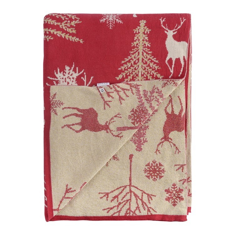 Плед из хлопка с новогодним рисунком winter fairytale из коллекции new year essential, 130х180 см (74415)