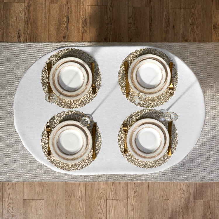 Скатерть  140х180 cm овальная, "феерия. серебро", цвет: белый, tm lefard, полиэстер 100% Lefard (986-004-27)