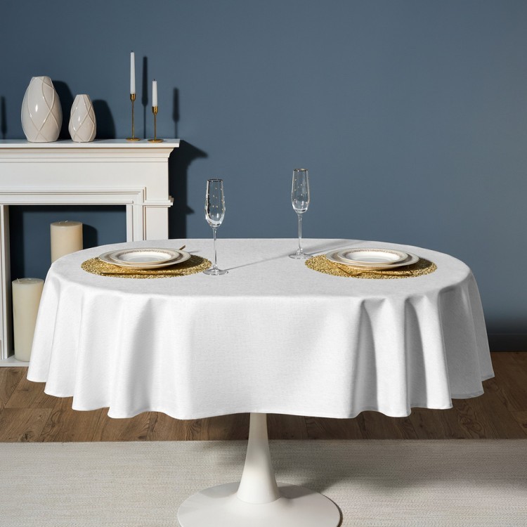Скатерть  140х180 cm овальная, "феерия. серебро", цвет: белый, tm lefard, полиэстер 100% Lefard (986-004-27)
