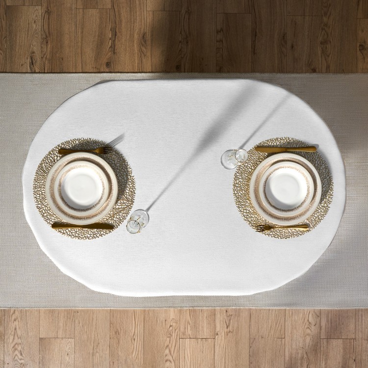 Скатерть  140х180 cm овальная, "феерия. серебро", цвет: белый, tm lefard, полиэстер 100% Lefard (986-004-27)